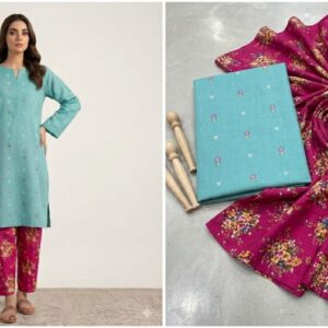 maria b. 2pc..emb shirt, printed trouser